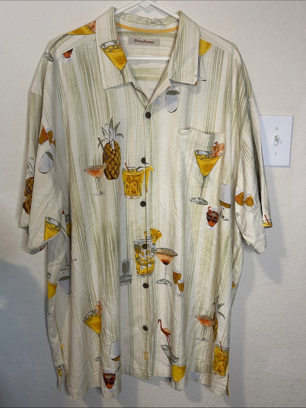Tommy Bahama Cream Cocktail Print Short-Sleeve SILK Camp Shirt
